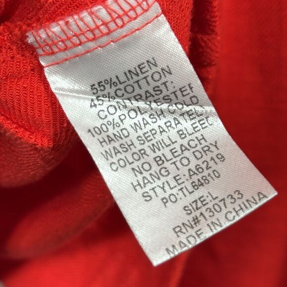 Umgee Linen Blend Boho Dolman Neon Orange High Low Minimalist Top Blouse - Picture 11 of 12